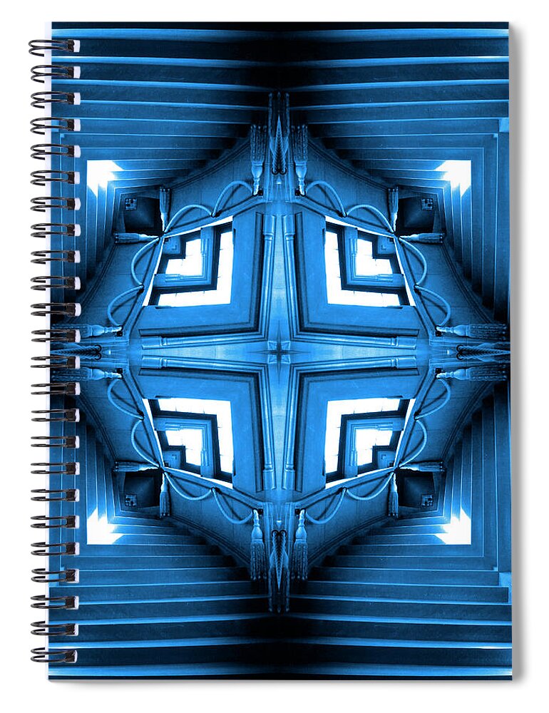 Abstract Stairs Spiral Notebook featuring the photograph Abstract Stairs 6 in Blue by Mike McGlothlen