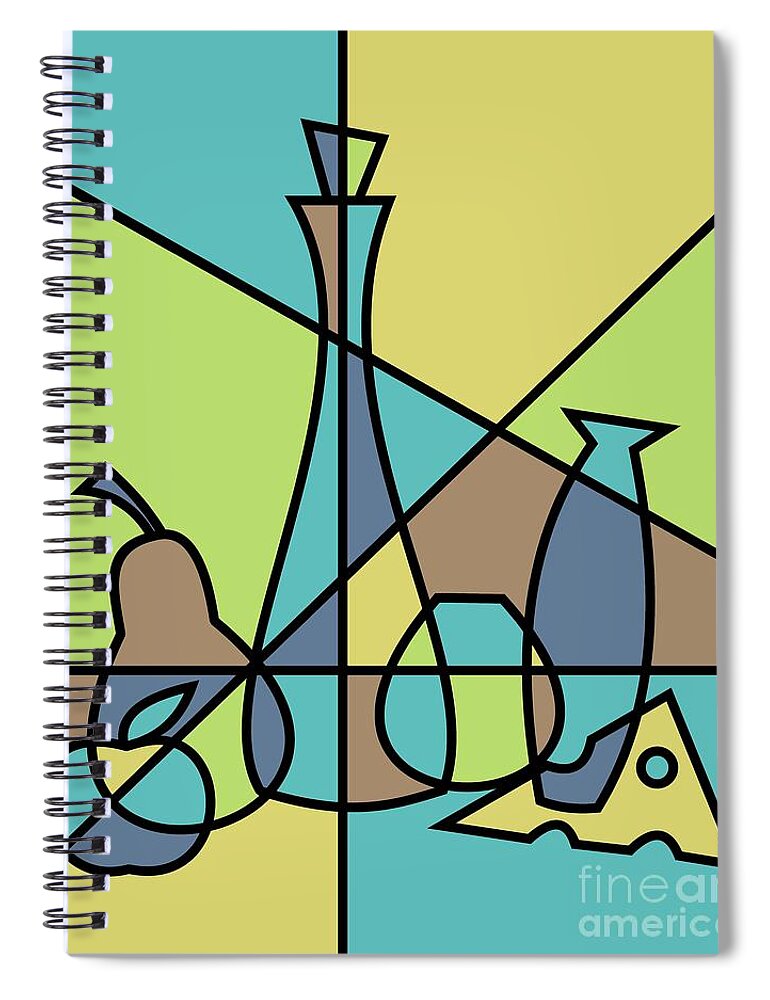 Mid Century Spiral Notebook featuring the digital art Abstract Still Life by Donna Mibus