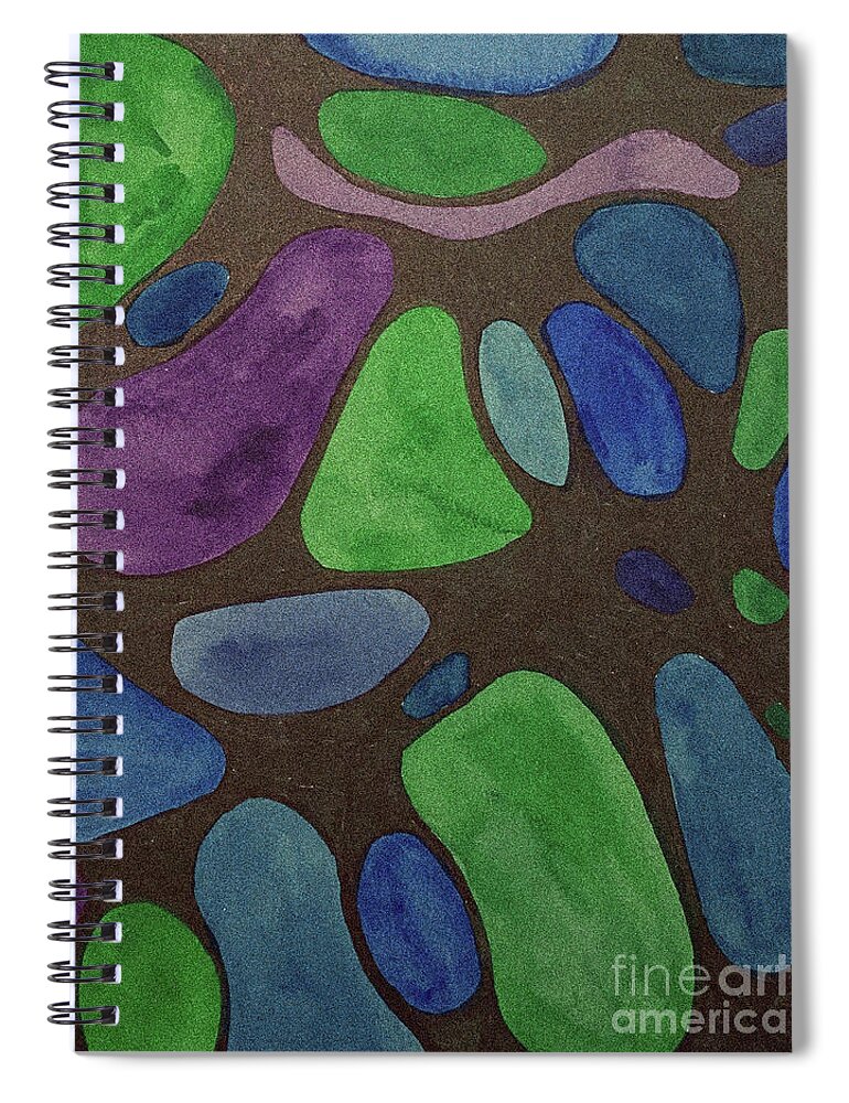 Abstract Stones Spiral Notebook featuring the mixed media Abstract Stones by Lisa Neuman