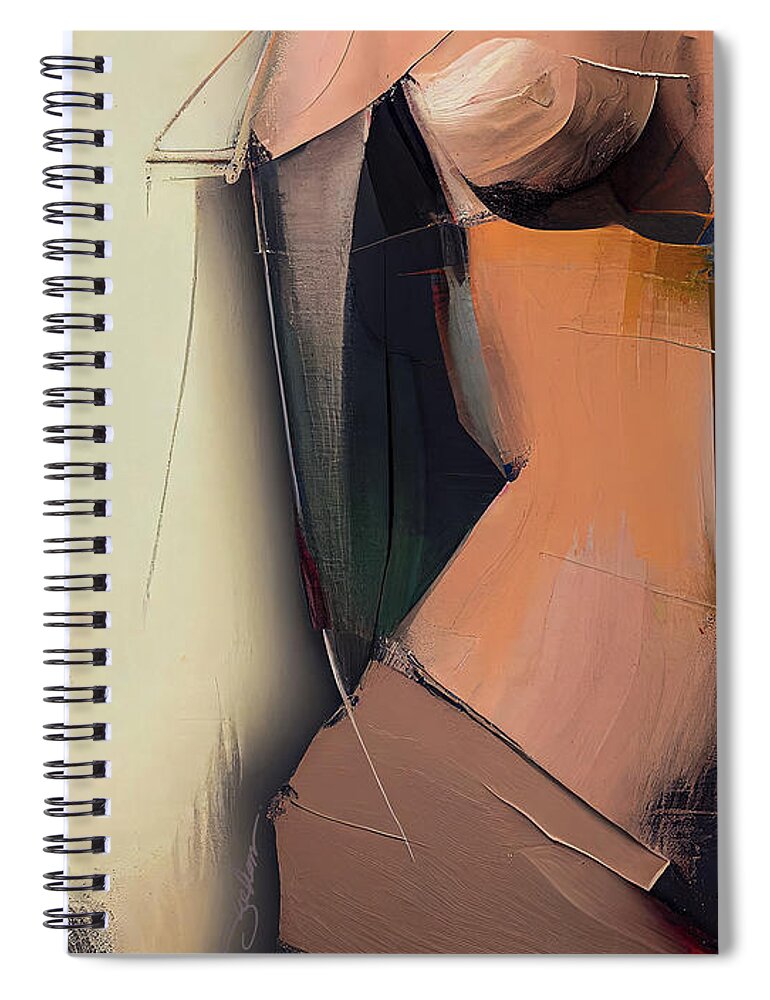 Abstract Spiral Notebook featuring the digital art Abstract Torso Left by Shehan Wicks