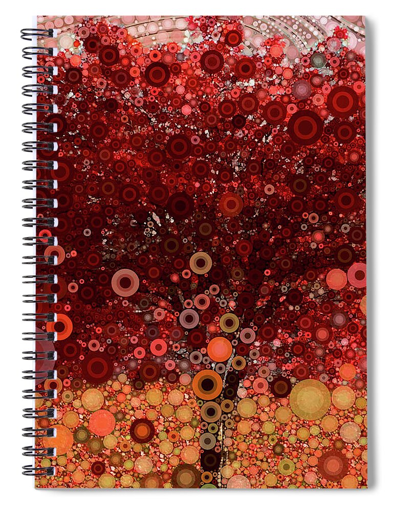 Abstract Tree Spiral Notebook featuring the mixed media Abstract Tree - Fall Colors by Peggy Collins