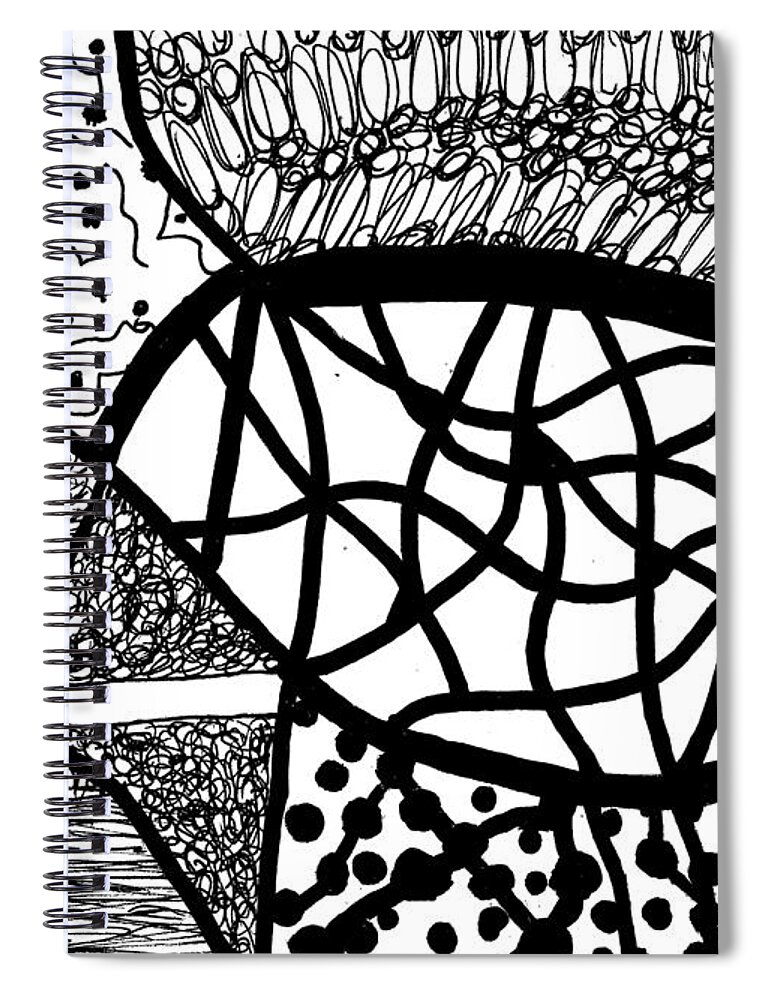 Original Line Drawing Spiral Notebook featuring the drawing Abstract Variations Of 2022 - 13 by Susan Schanerman