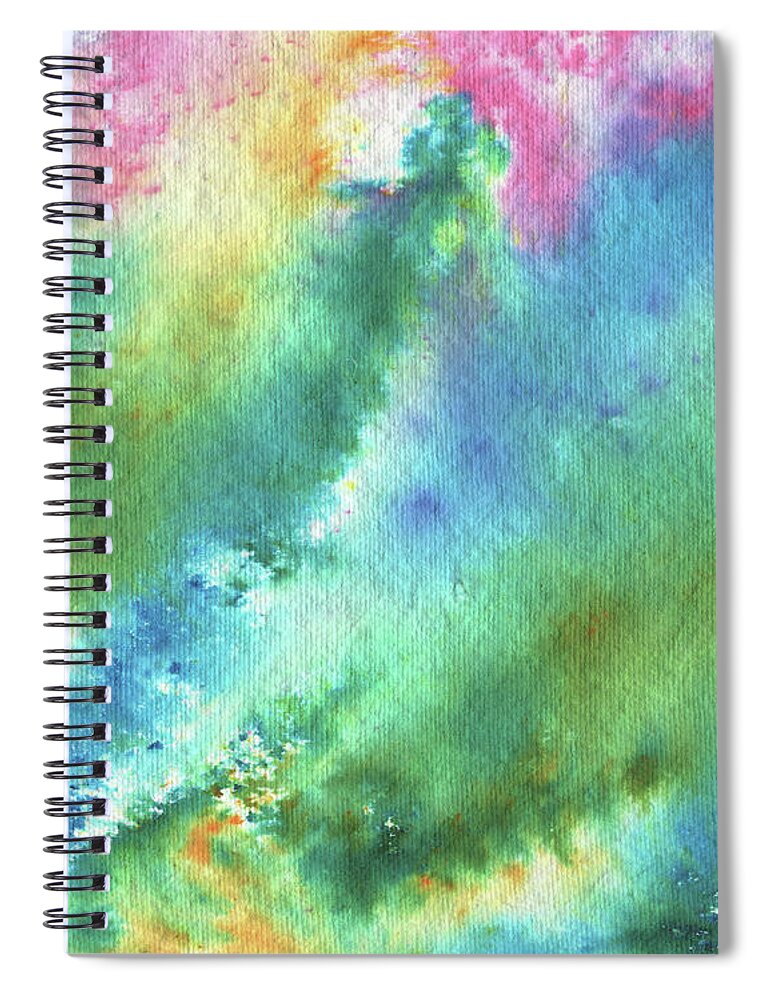 Abstract Watercolor Spiral Notebook featuring the painting Abstract Watercolor Rainbow Splashes Organic Natural Happy Colors Art III by Irina Sztukowski