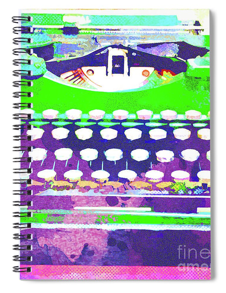 Typewriter Spiral Notebook featuring the mixed media Abstract Watercolor - VintageTypewriter by Chris Andruskiewicz