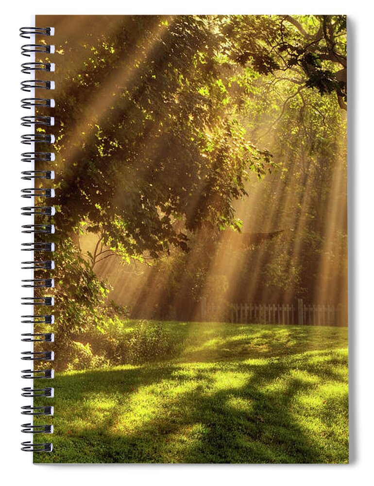 Sunburst Spiral Notebook featuring the photograph Acadia Rays 2032 by Greg Hartford