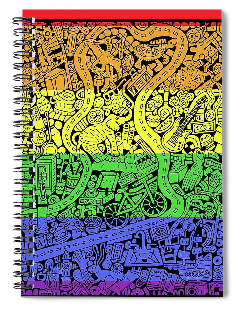  Spiral Notebook featuring the drawing Acceptance Rainbow by Chelsea Geldean