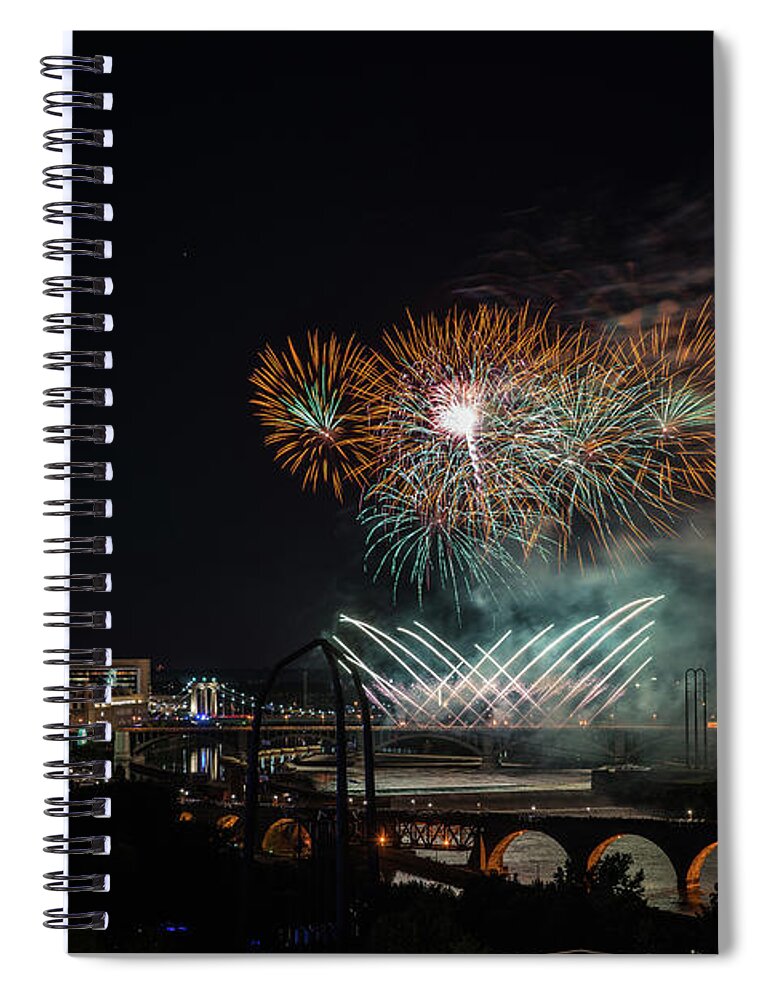 Aquatennial Spiral Notebook featuring the photograph Acquatennial Fireworks 3 by Jim Schmidt MN