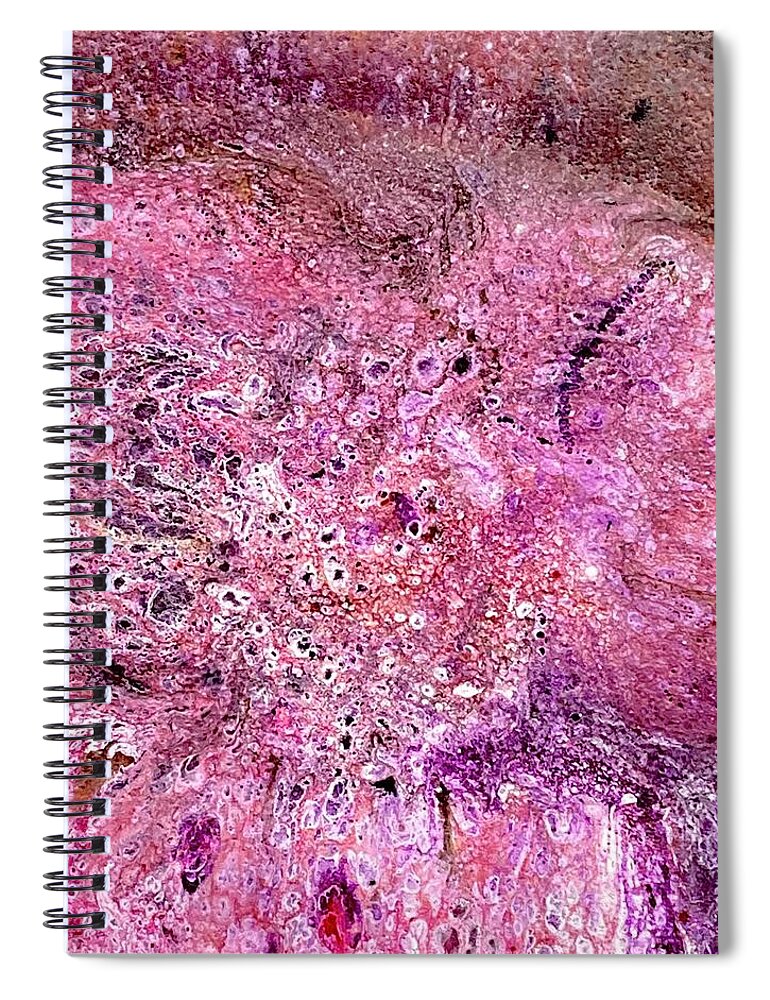 Colorful Spiral Notebook featuring the painting Acrylic Pour III Symphony in pink by David Euler