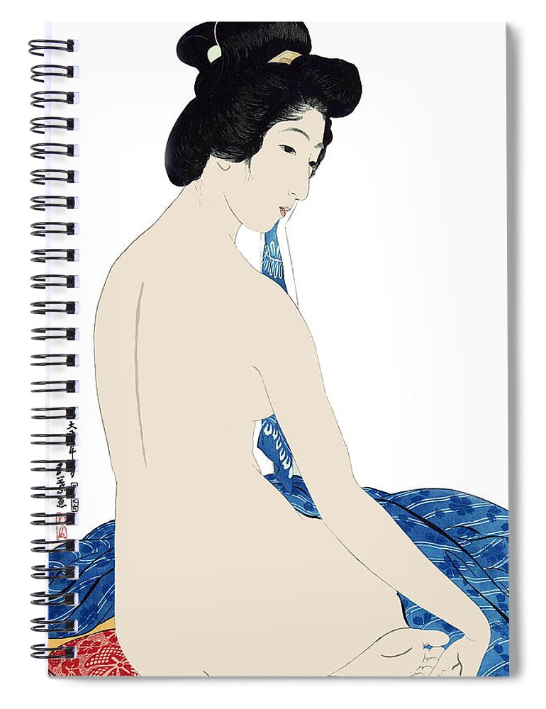 Japan Spiral Notebook featuring the digital art Act of a Yong Woman, Japanese Art by Long Shot
