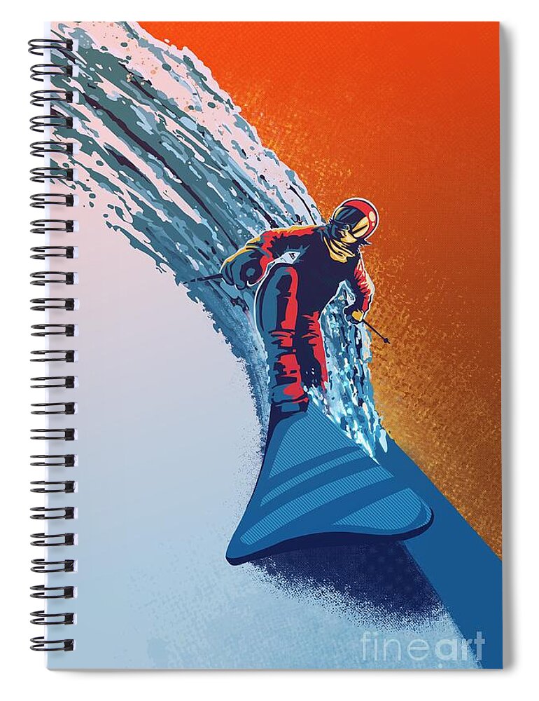 Ski Art Spiral Notebook featuring the painting Addicted to Powder by Sassan Filsoof