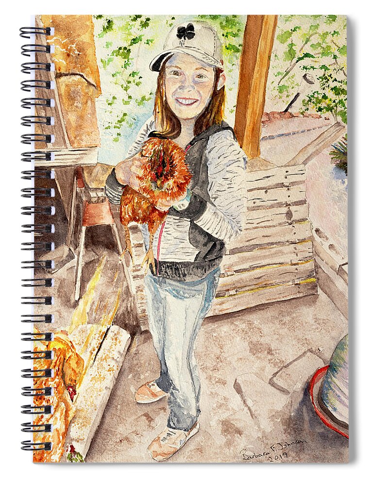 Chicken Spiral Notebook featuring the painting Addie's Red Hen by Barbara F Johnson