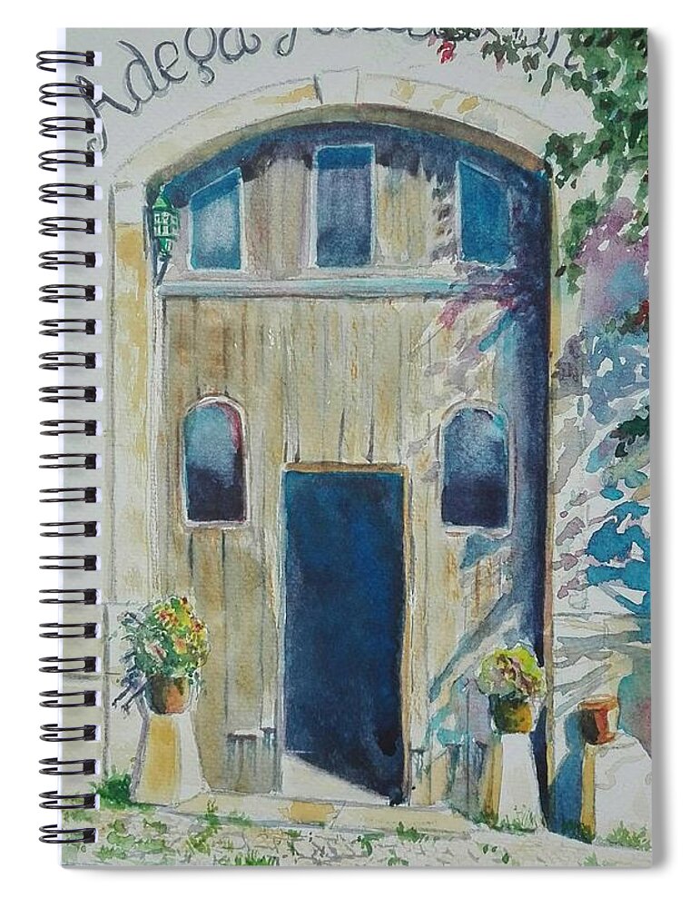 Portugal Spiral Notebook featuring the painting Adega Casa Grande by Sandie Croft