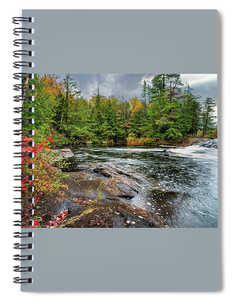 Fall Spiral Notebook featuring the photograph Adirondacks Autumn at Bog River Falls 2 by Ron Long Ltd Photography