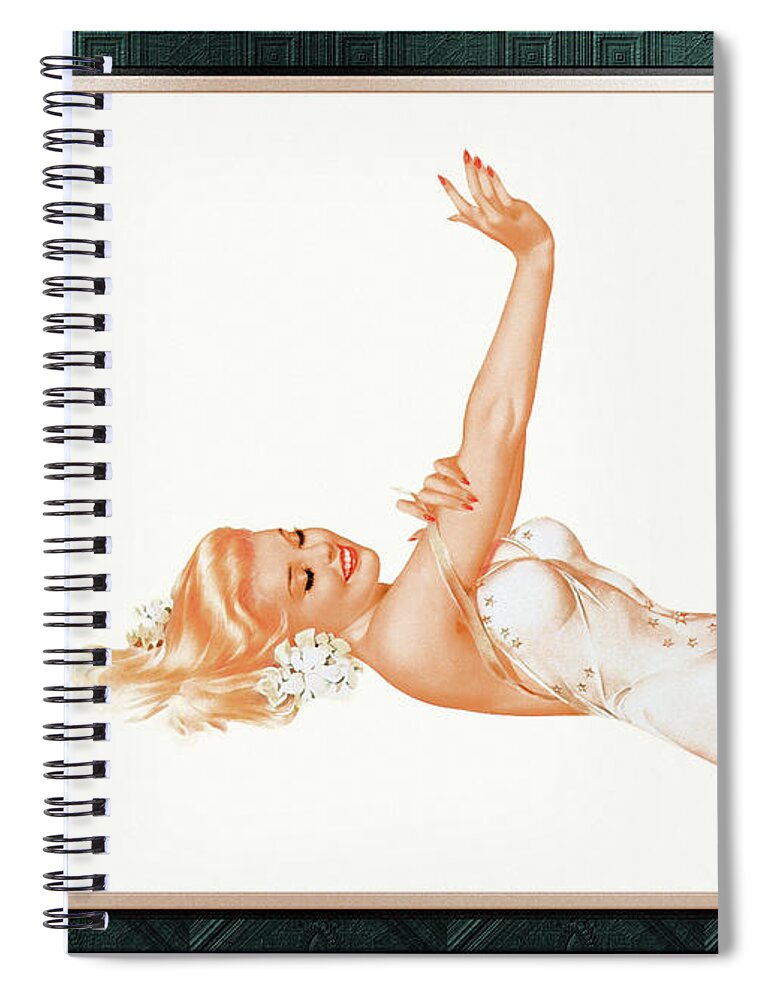 Admiration Spiral Notebook featuring the painting Admiration by Alberto Vargas Vintage Pin-Up Girl Art by Xzendor7