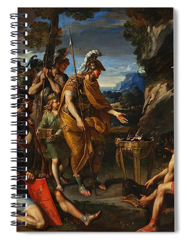 Francois Perrier Spiral Notebook featuring the painting Aeneas and the Cumaean Sibyl by Francois Perrier