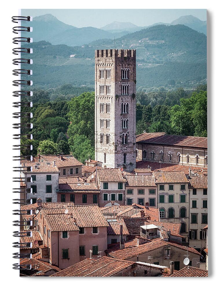 2015 Spiral Notebook featuring the photograph Aerial view of the city of Lucca in Tuscany by Benoit Bruchez