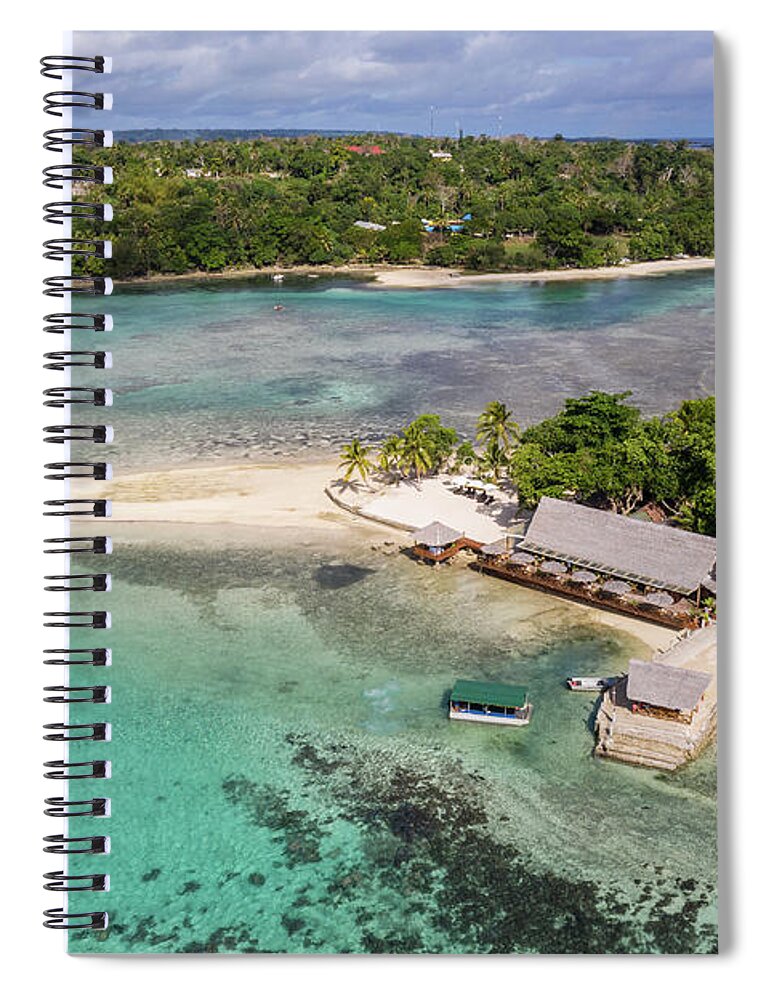 Asia Pacific Spiral Notebook featuring the photograph Aerial view of the idyllic Erakor island in the Port Vila bay, V by Didier Marti
