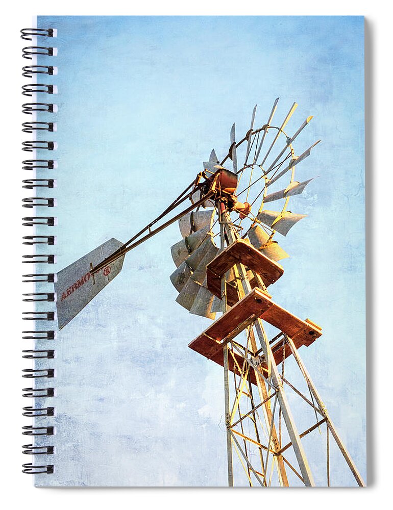 Windmill Spiral Notebook featuring the photograph Aermotor Windmill by Mary Lee Dereske