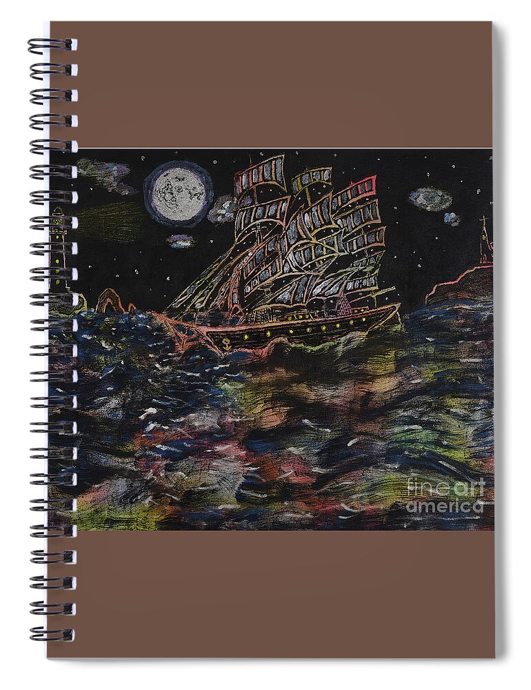 Ship Spiral Notebook featuring the painting Affair of the seas by David Westwood