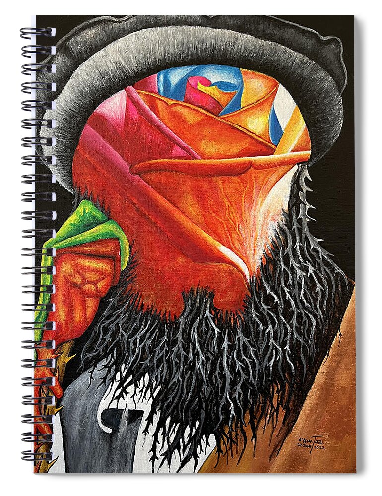 Afghanistan Spiral Notebook featuring the painting Afghan Men with the Beard of Thorns by O Yemi Tubi