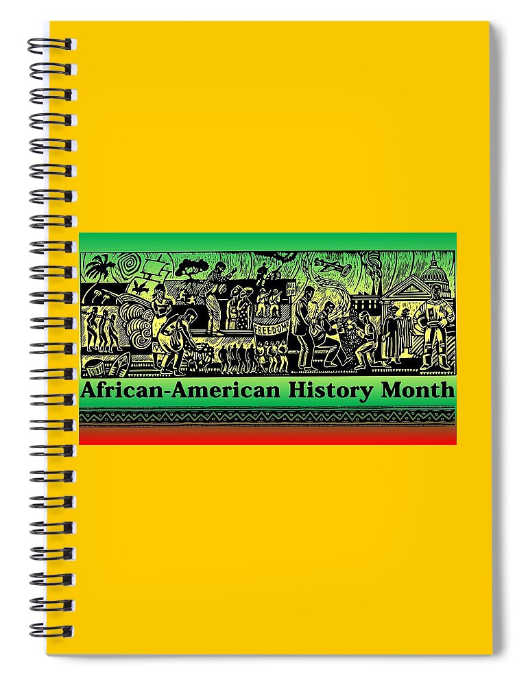 African-american History Spiral Notebook featuring the mixed media African-American History Month by Nancy Ayanna Wyatt
