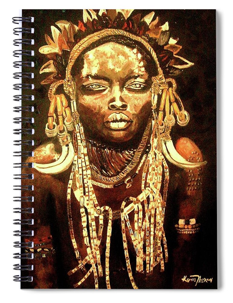 Africa Spiral Notebook featuring the painting African Beauty by Kowie Theron