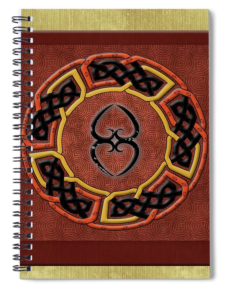  African Celt Asase Ye Duru Mother Earth Mandala Spiral Notebook featuring the mixed media African Celt Asase Ye Duru Mother Earth Mandala by Kandy Hurley