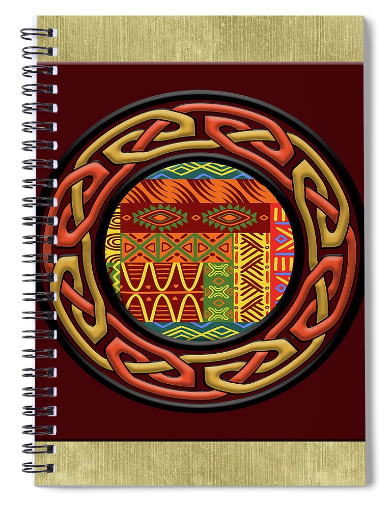 African Celt Nsomba Spiral Notebook featuring the mixed media African Celt Nsomba by Kandy Hurley