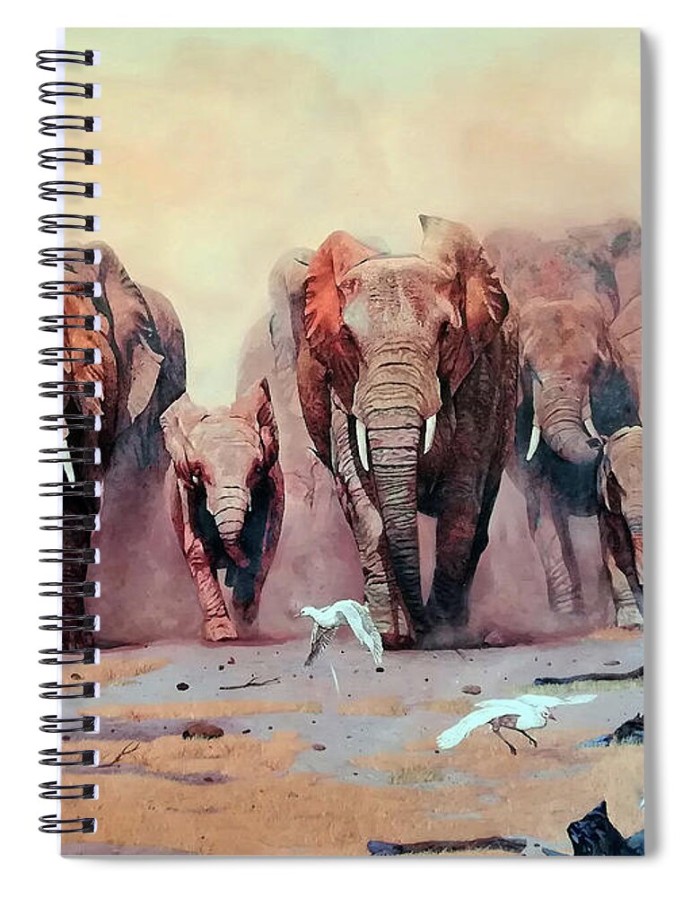 Africa Spiral Notebook featuring the painting African Family Avante by Ronnie Moyo