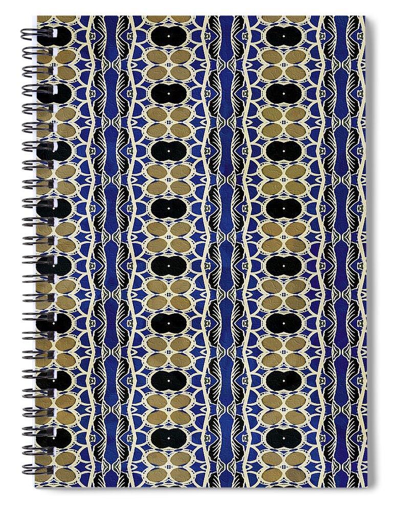 African Spiral Notebook featuring the digital art African Leaf Stripe Print Indigo by Sand And Chi