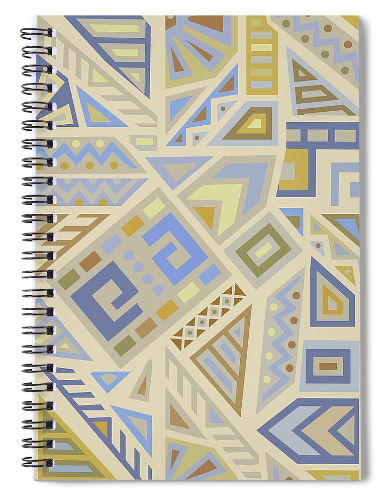 African Graphic Design Inspired From Tribal Textiles By Virginia Vivier Spiral Notebook featuring the digital art African Tribal Map by Vagabond Folk Art - Virginia Vivier