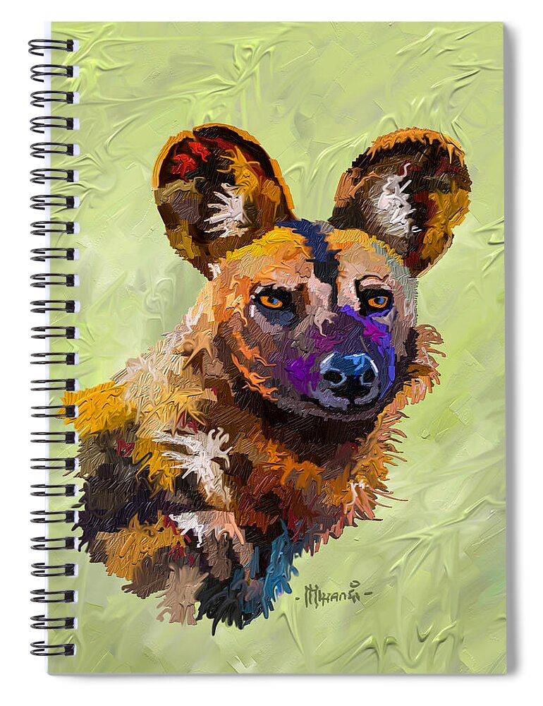 Horse Spiral Notebook featuring the painting African Wild Dog by Anthony Mwangi