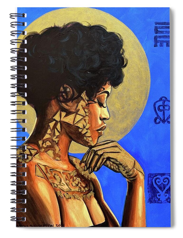  Spiral Notebook featuring the painting AFRO blue by Clayton Singleton