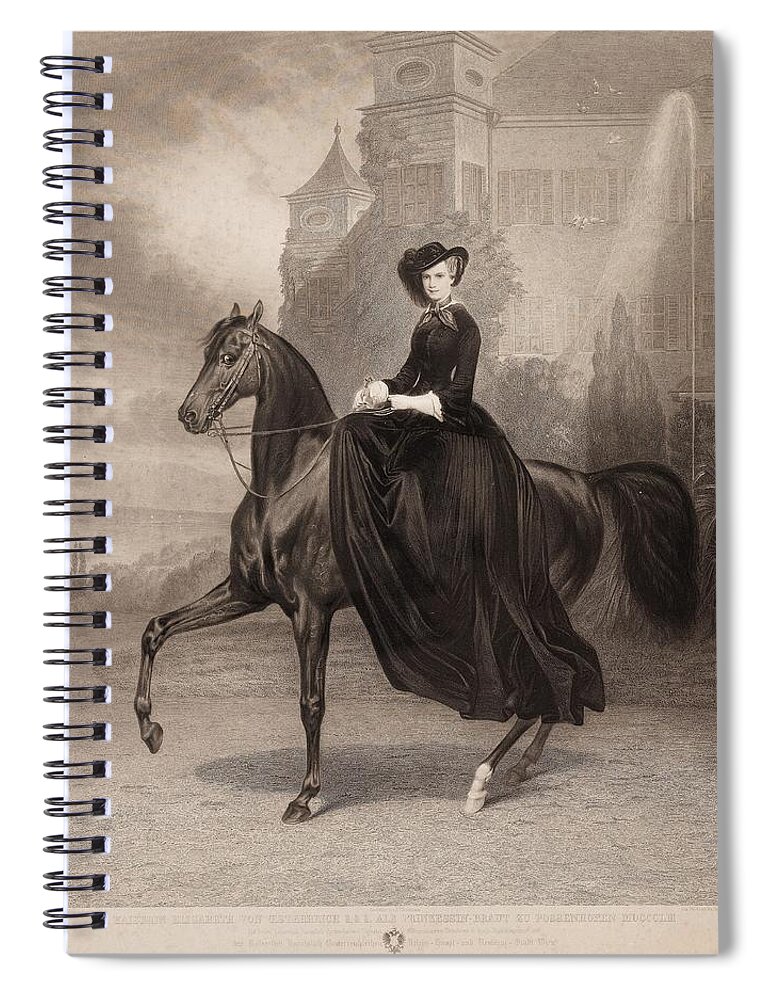 Background Spiral Notebook featuring the painting after Carl Piloty and Franz Adam Empress Elisabeth of Austria as princess bride in Possenhofen, Wick by MotionAge Designs