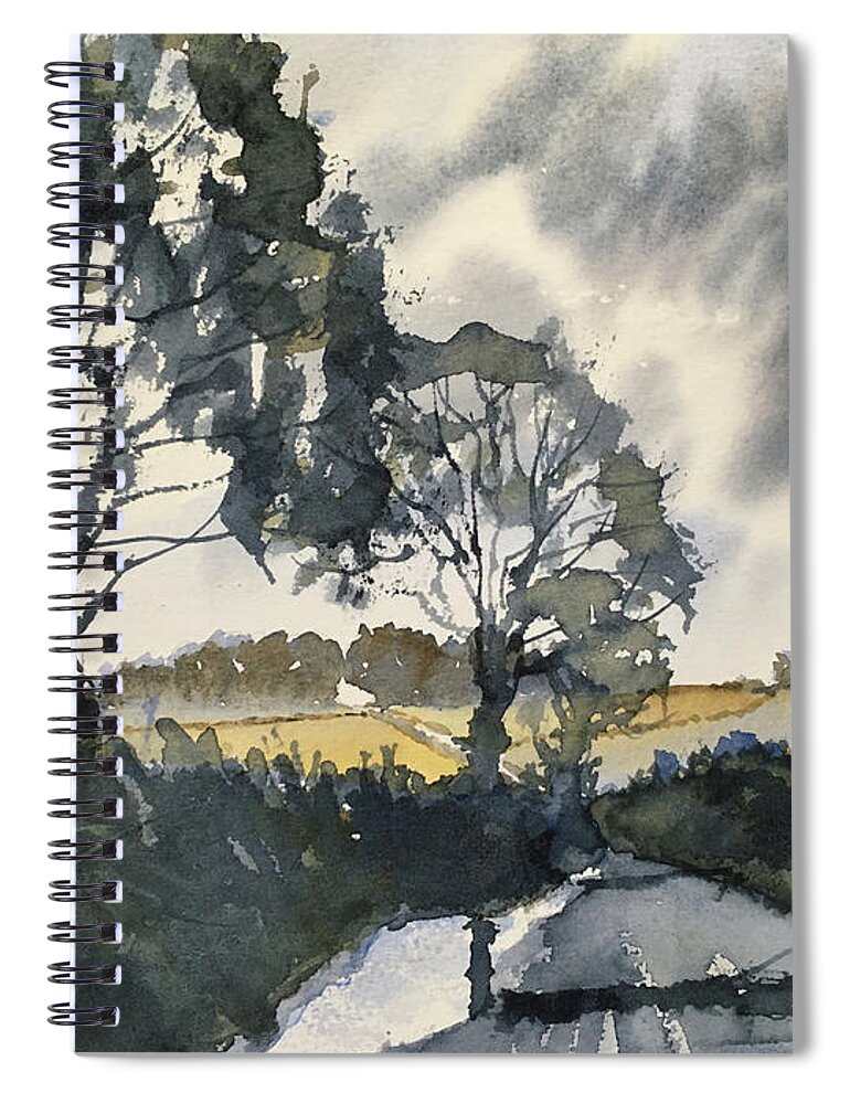 Watercolour Spiral Notebook featuring the painting After rain on the road to Duggleby by Glenn Marshall