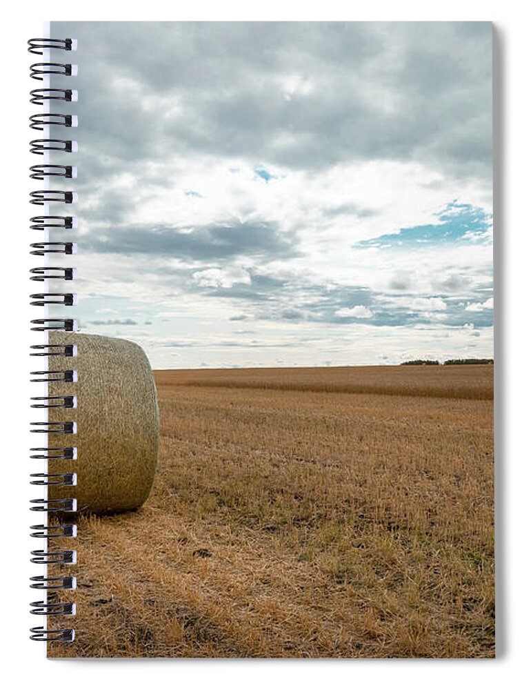 Harvest Spiral Notebook featuring the photograph After the wheat harvest in Alberta by Karen Rispin