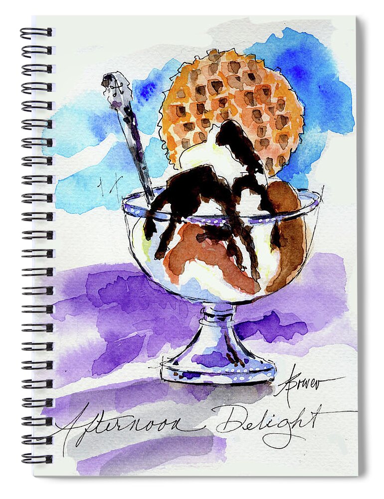 Ice Cream Spiral Notebook featuring the painting Afternoon Delight by Adele Bower