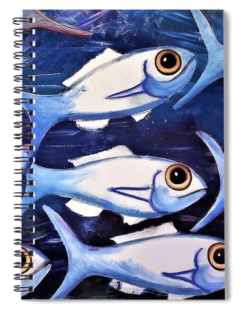 Fish Art Spiral Notebook featuring the painting Against the Tide by Joan Stratton