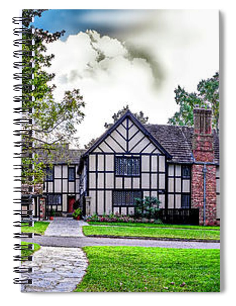 Agecroft Hall Spiral Notebook featuring the photograph Agecroft Hall Panorama HDR by Greg Reed
