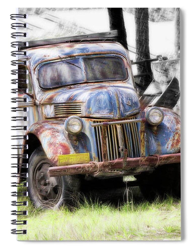 Vintage Truck Photo Prints Spiral Notebook featuring the digital art Aged 01 by Kevin Chippindall