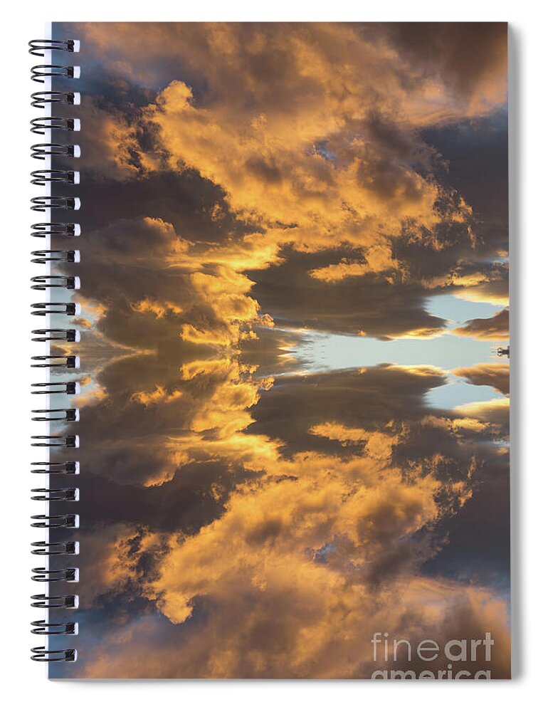 Celestial Spiral Notebook featuring the digital art Air and golden light, a journey through time by Adriana Mueller