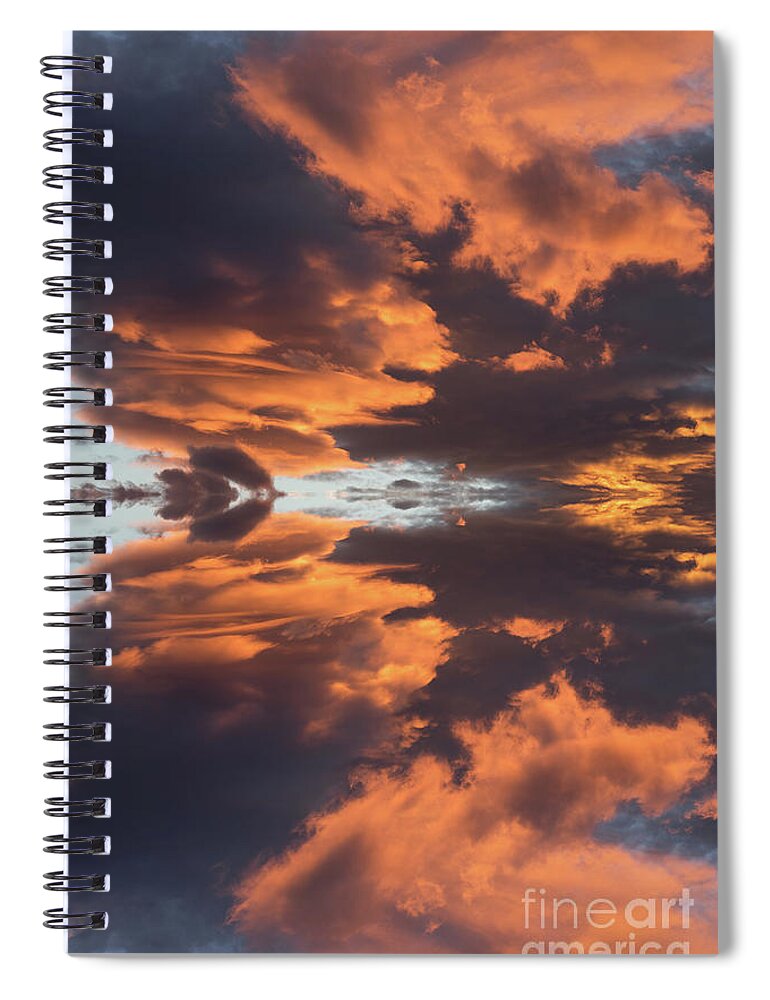 Sky Spiral Notebook featuring the digital art Air and orange light, a journey through time by Adriana Mueller