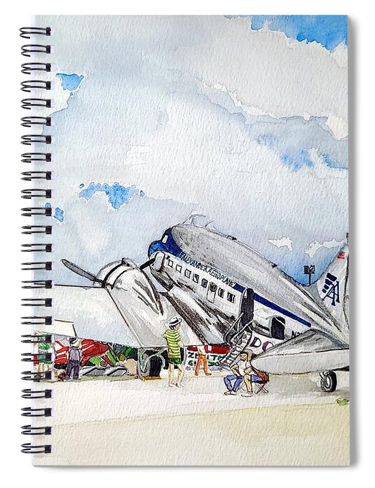 Airshow Spiral Notebook featuring the painting Airshow by Merana Cadorette
