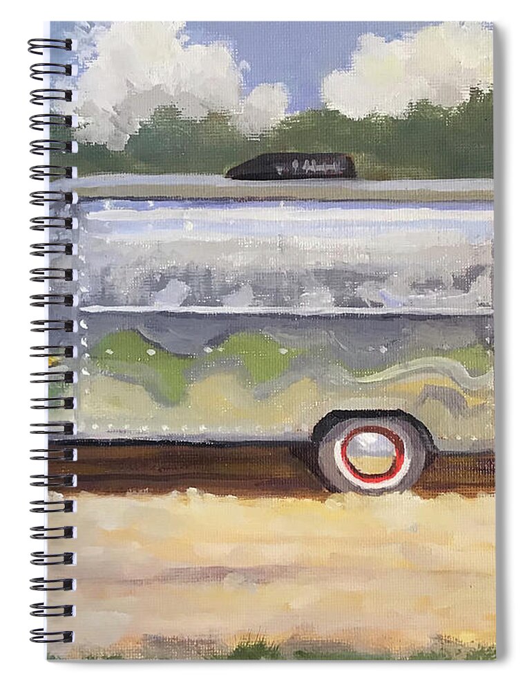 Airstream Spiral Notebook featuring the painting Airstream by Anne Marie Brown