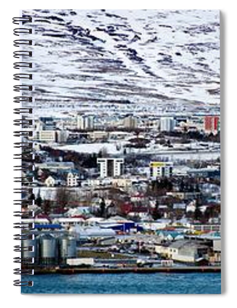 Northern Spiral Notebook featuring the photograph Akureyri by Robert Grac