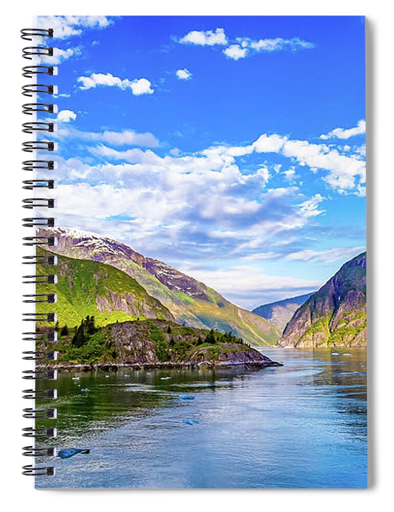 Alaska Spiral Notebook featuring the digital art Alaska Inside Passage colors at Dusk II by SnapHappy Photos