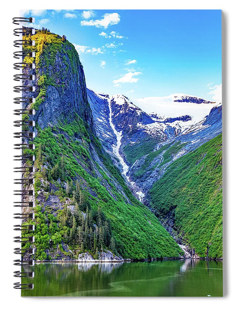 Alaska Spiral Notebook featuring the digital art Alaska Inside Passage frozen waterfall by SnapHappy Photos