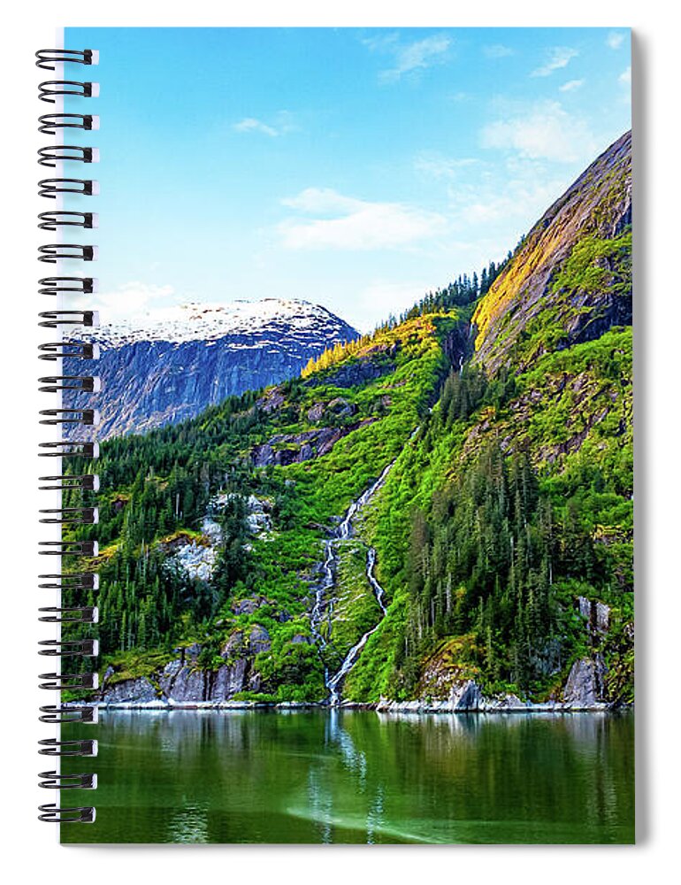 Alaska Spiral Notebook featuring the digital art Alaska Inside Passage Sunset VII by SnapHappy Photos