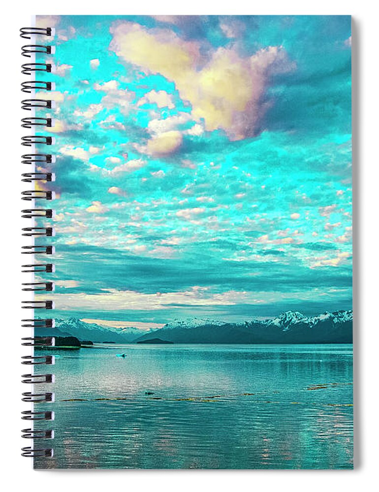 Alaska Spiral Notebook featuring the digital art Alaska Sunset Inside Passage by SnapHappy Photos