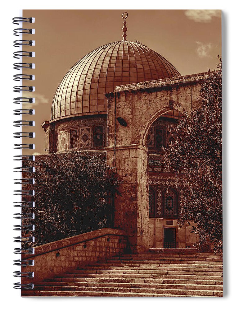 Albumen Print Of Amazing Mosques Around The World - 001 Spiral Notebook featuring the painting Albumen Print of Amazing Mosques around the world - 001, Woodburytype by Artistic Rifki